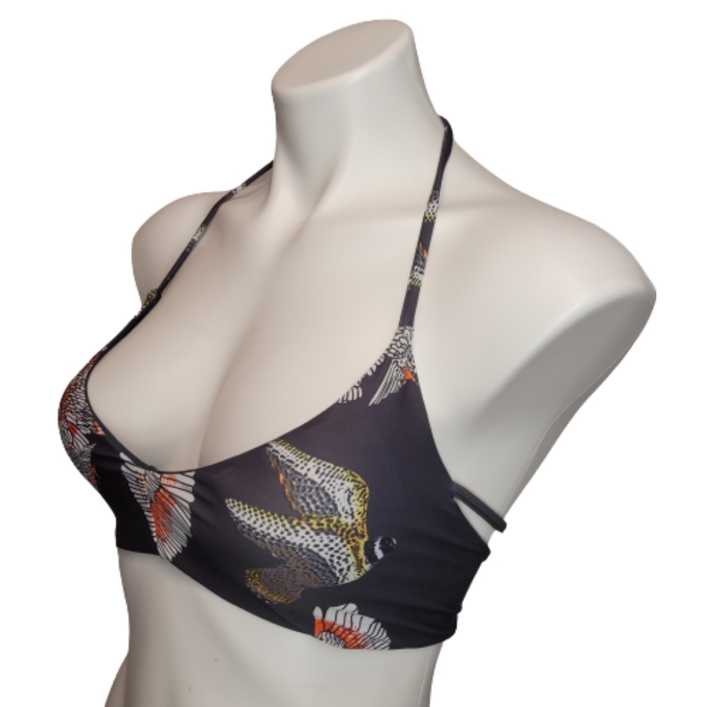 Gray Bikini Halter Top With Bird Design